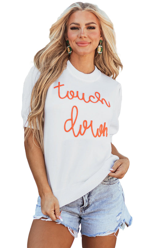 Touchdown Tinsel Puff Short Sleeve Rundhalsausschnitt Pullover