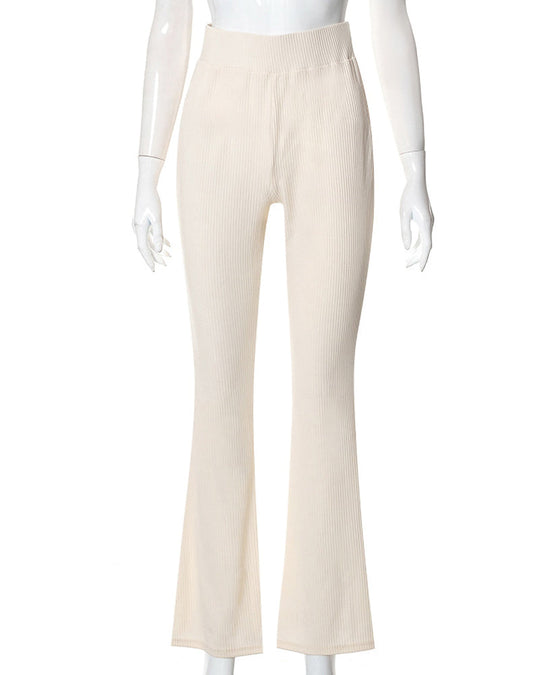 Heidi-Mode | Unifarbene hochgeschnittene Slim-Fit-Hosen mit Mikro-Schwankungen