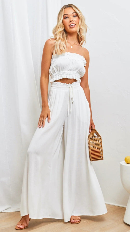 Heidi Mode | Elastischer Gürtel Weites Bein Hohe Taille Hose