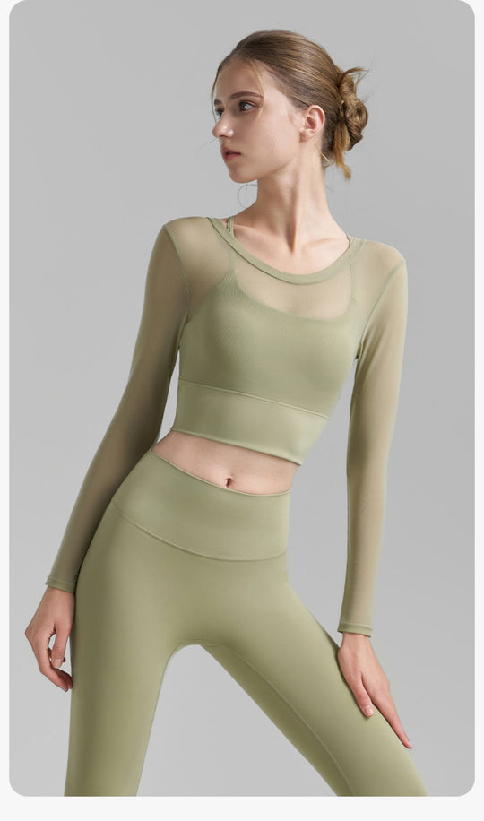 Heidi Mode | Fake zwei sexy Mesh-Yoga-Kleidung