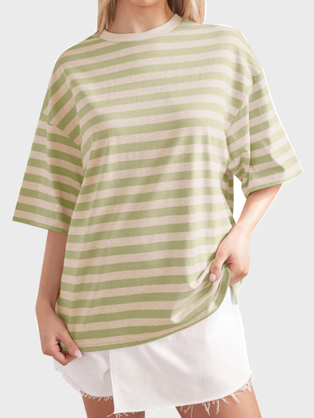 Heidi-Mode | Gestreiftes Rundhals-Halbarm-T-Shirt