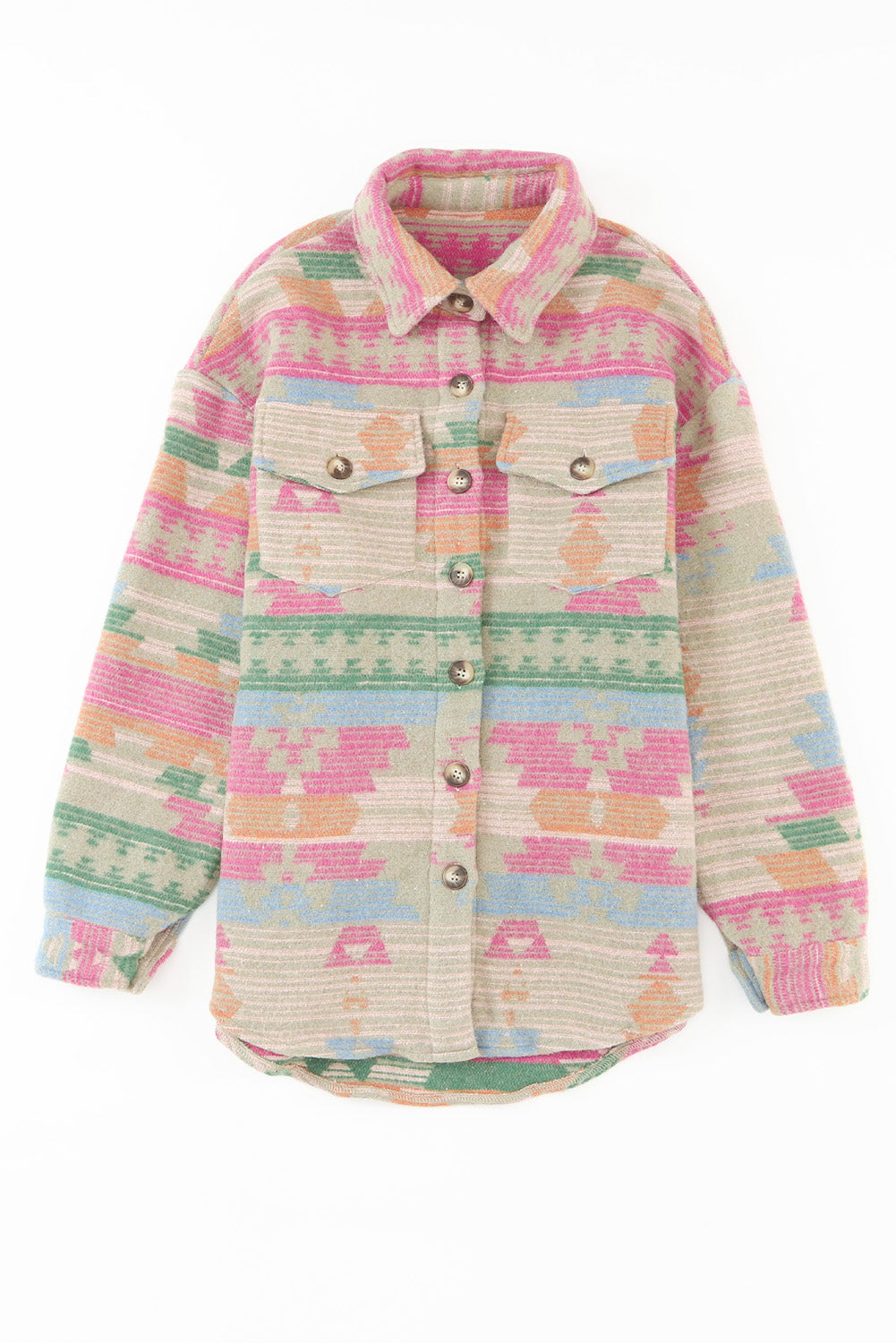 Western Aztec Print Knopfleiste Tasche Shacket