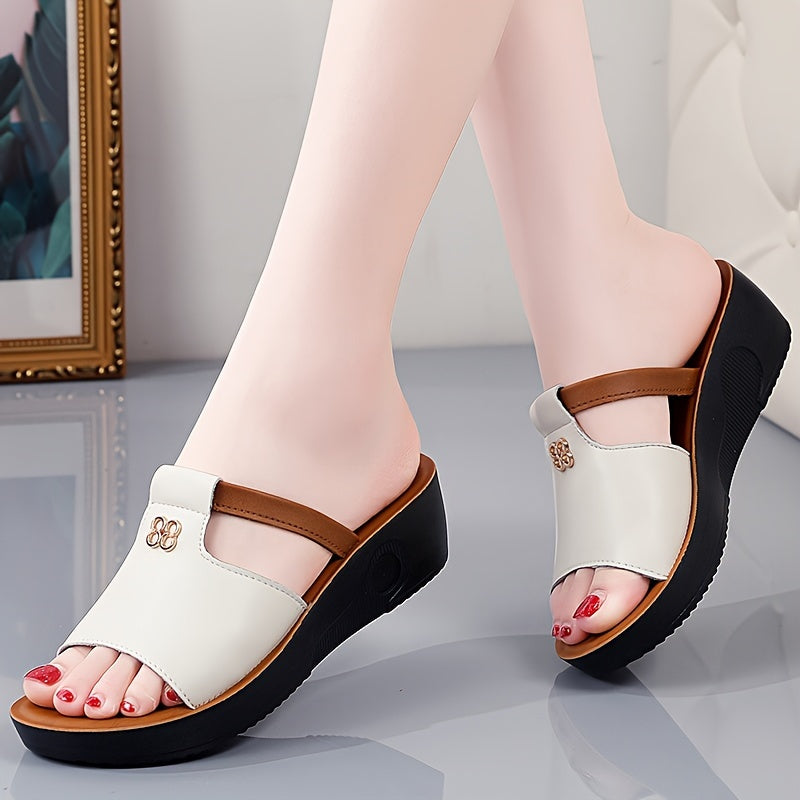 Heidi-Mode | Damenschuhe mit Keilabsatz: Bequem, Offen, Sommer, Slip-On-Design, Modisch