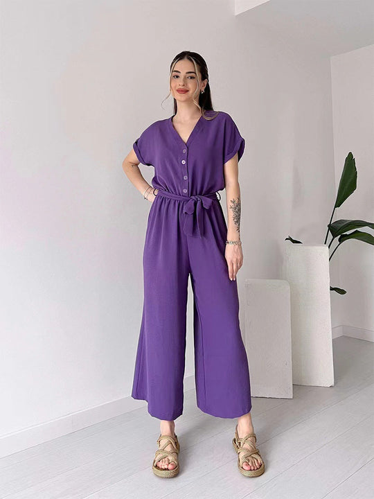 Damen Jumpsuit mit V-Ausschnitt