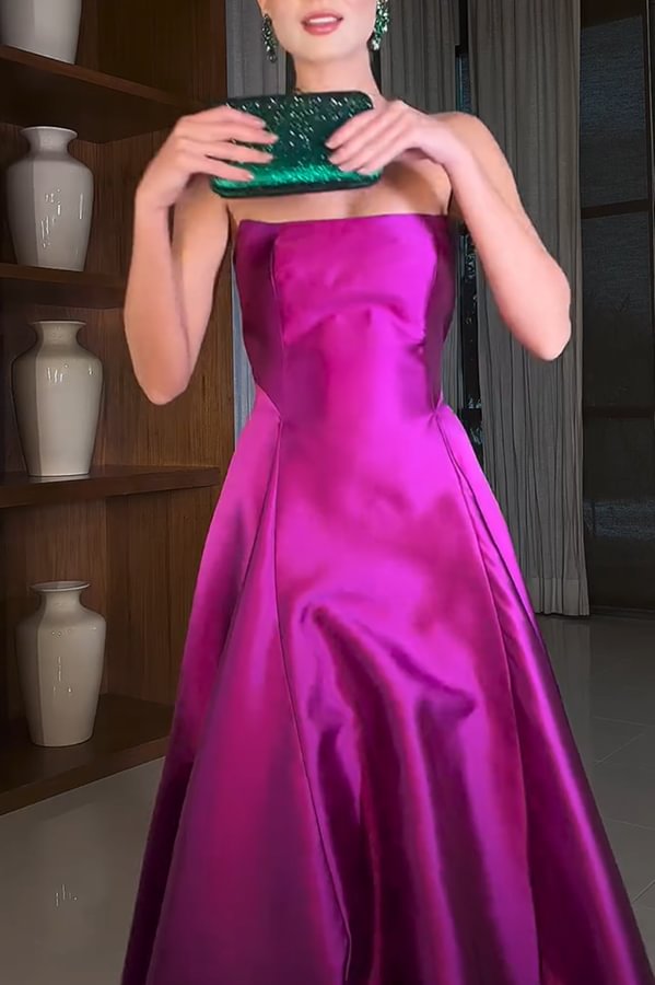 Heidi-Mode | Cinderella'S Dream Satin Quadrat Off-Shoulder Maxi Kleid