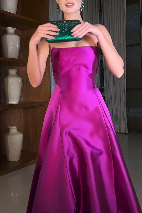 Heidi-Mode | Cinderella'S Dream Satin Quadrat Off-Shoulder Maxi Kleid