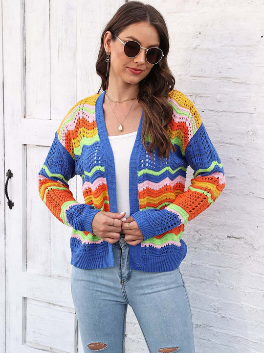 Heidi-Mode | Offene Front Durchbrochene Strickjacke