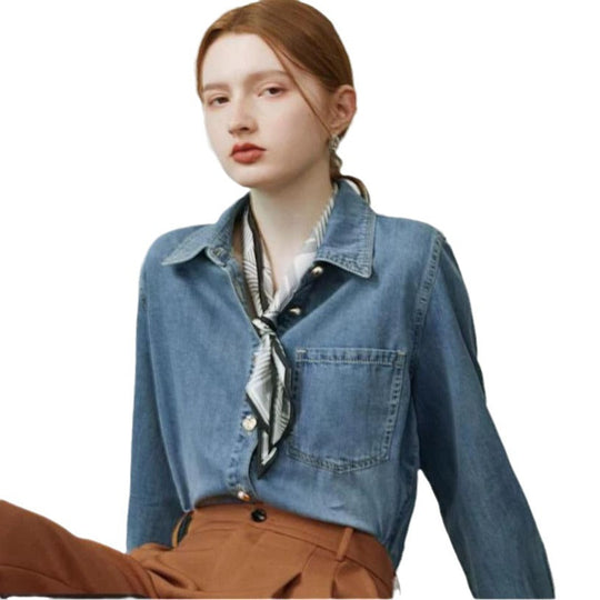Heidi-Mode | Women'S Blue Denim Spring Shirt Jacket