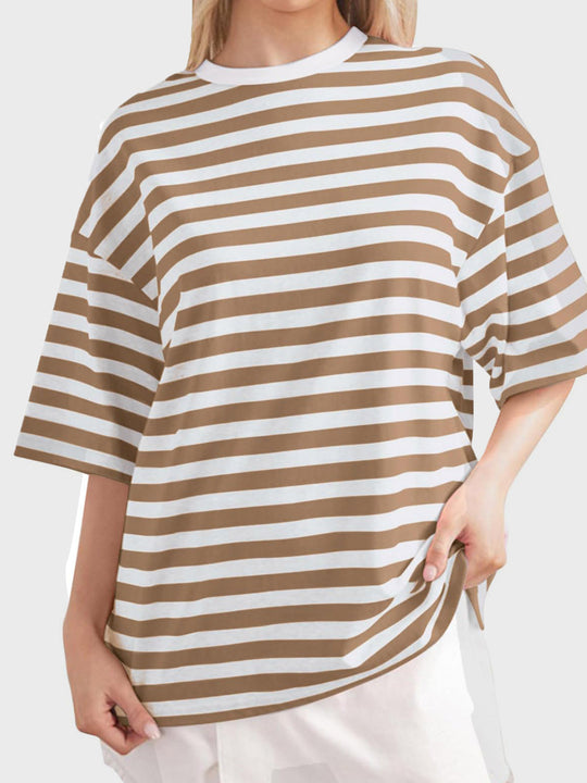 Heidi-Mode | Gestreiftes Rundhals-Halbarm-T-Shirt
