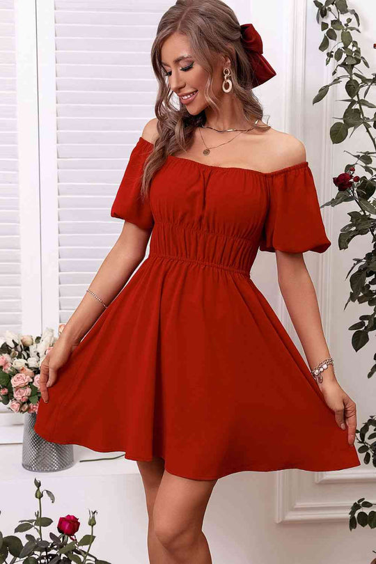 Heidi-Mode | Off-Shoulder A-Linie Mini Kleid