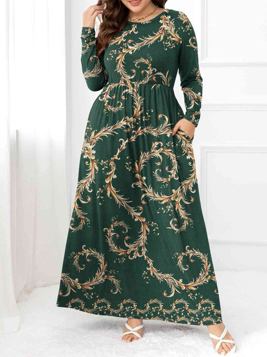 Heidi-Mode | Plus Size Rundhals Maxi Kleider mit Taschen