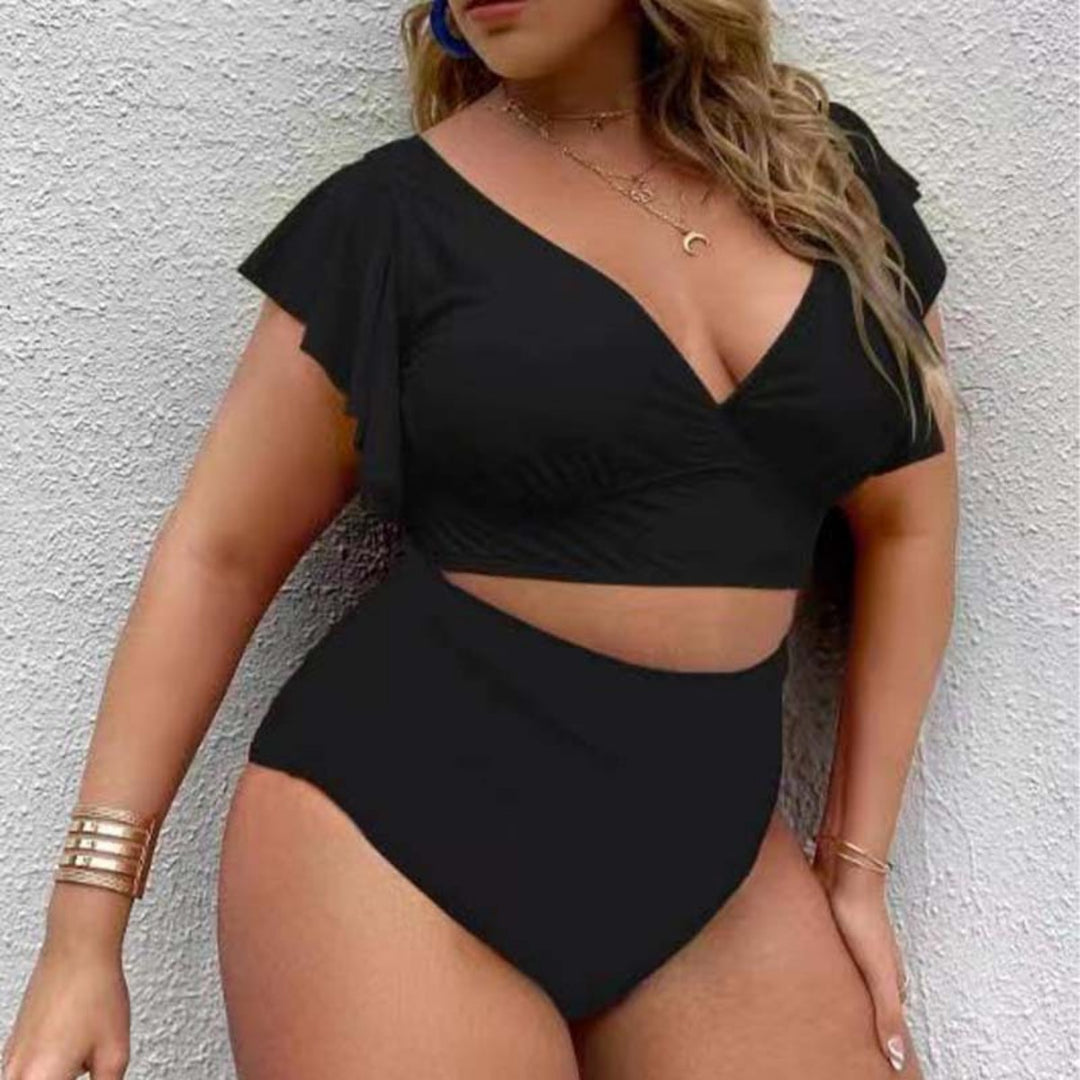 Heidi Mode | Großer Badeanzug mit Rüschendruck und hoher Taille