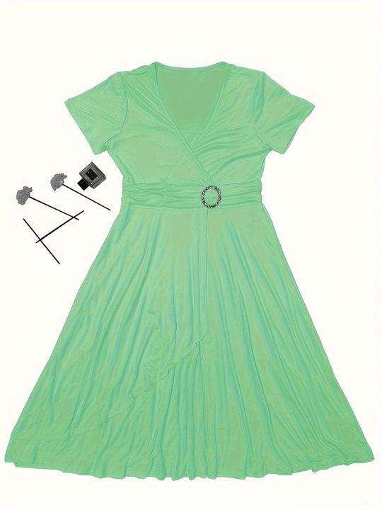 Heidi-Mode | Stilvolles Baumwollkleid mit Schmaler Passform, Asymmetrischem Saum und Bindegürtel für Damen Ideal für Den Sommer