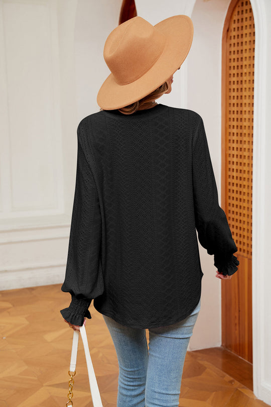 Heidi-Mode | Notchkragen Volant Ärmel Bluse