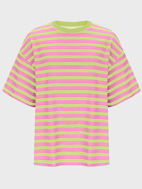 Heidi-Mode | Gestreiftes Rundhals-Halbarm-T-Shirt