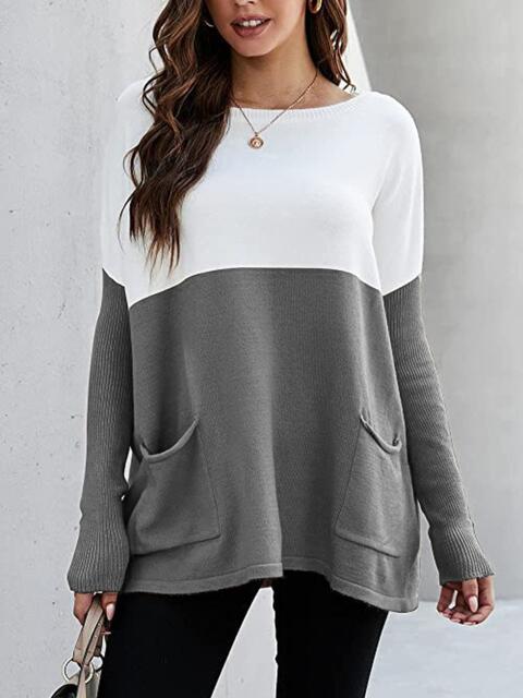 Heidi-Mode | Zwei-Ton Pullover mit Taschen