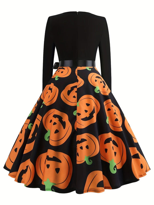 Schwarzes Vintage Halloween-Schwingkleid - Eva