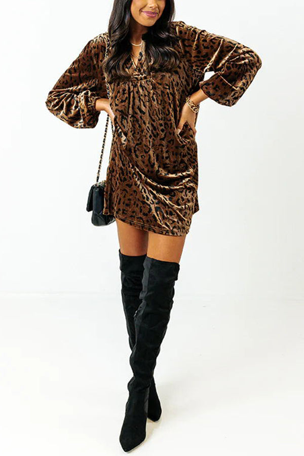 Heidi-Mode | Wechselnde Jahreszeiten Mode Leopard Samt Kleid
