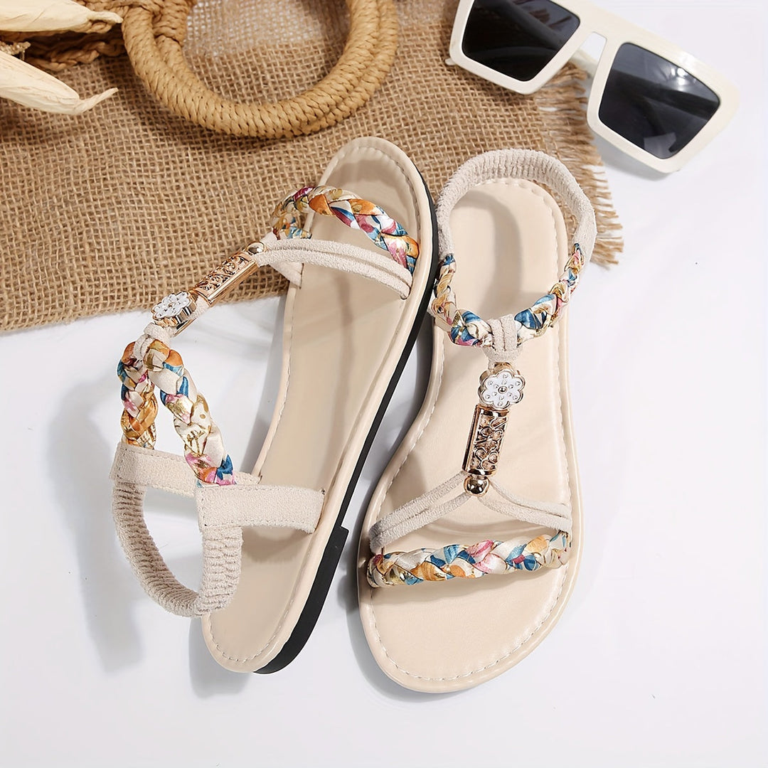Heidi-Mode | Geflochtene Elastische Träger, Leichte Rutschfeste Ferienschuhe