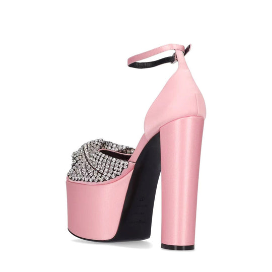 Heidi-Mode | Seiden Hohe Plateau Schuhe Wasserdichte Plateau Strass Peep Toe Hohe Sandalen