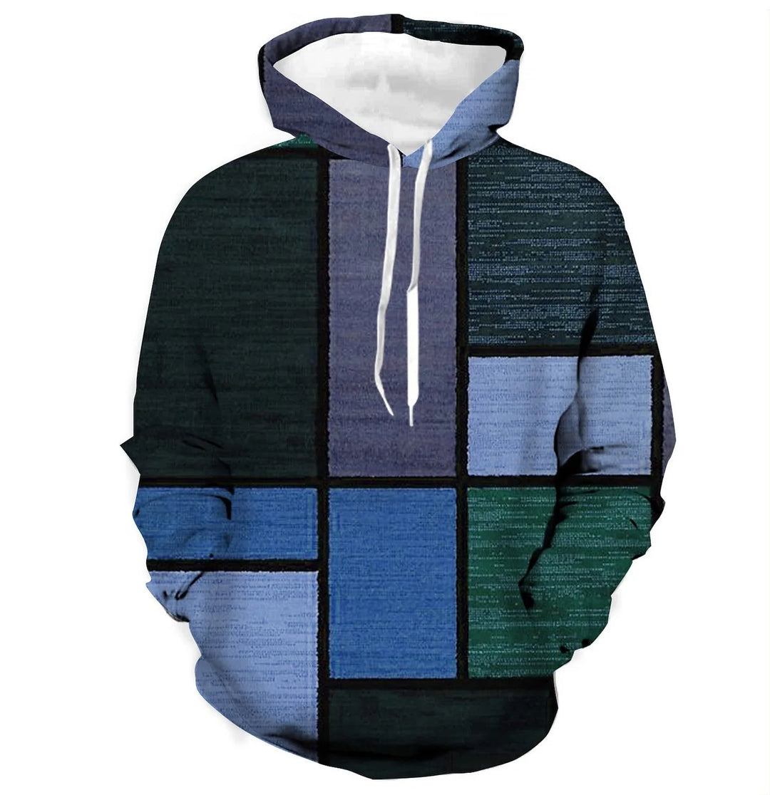 Grafik-Kapuzenpullover mit Blockmuster