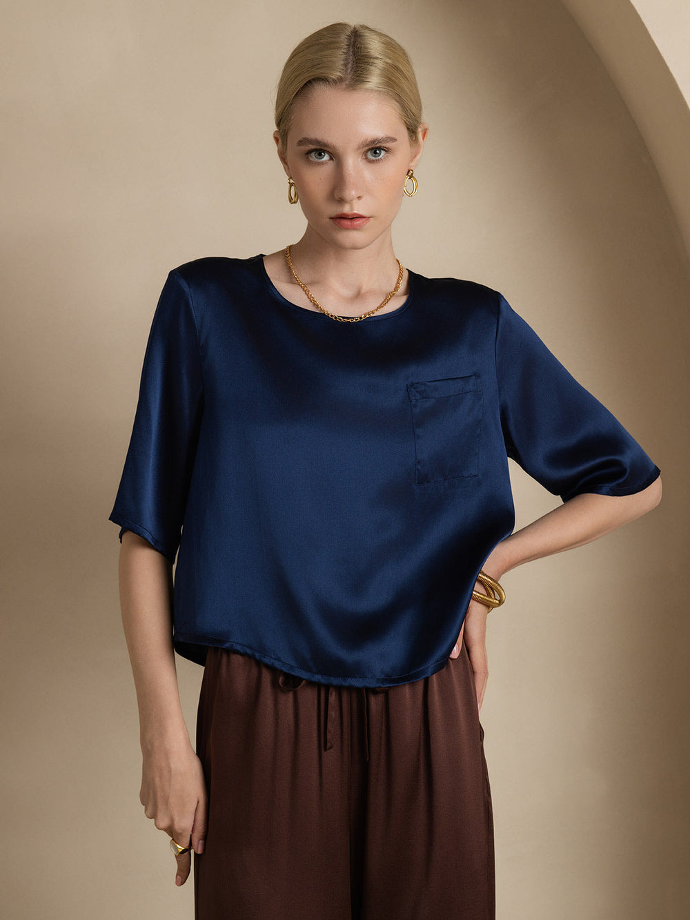 Heidi-Mode | 100% Seide Lässiges Damen T-Shirt