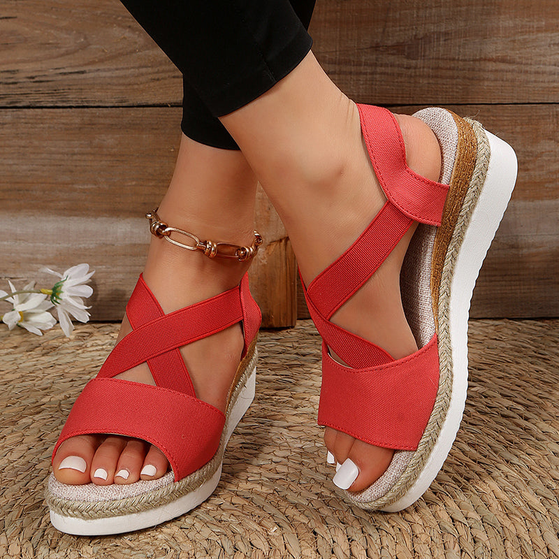 Heidi-Mode | Keilsandalen Kreuzriemen Plateau Gladiator