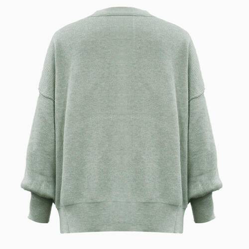 Heidi-Mode | Rundhalsausschnitt Drop Shoulder Schlitz Pullover