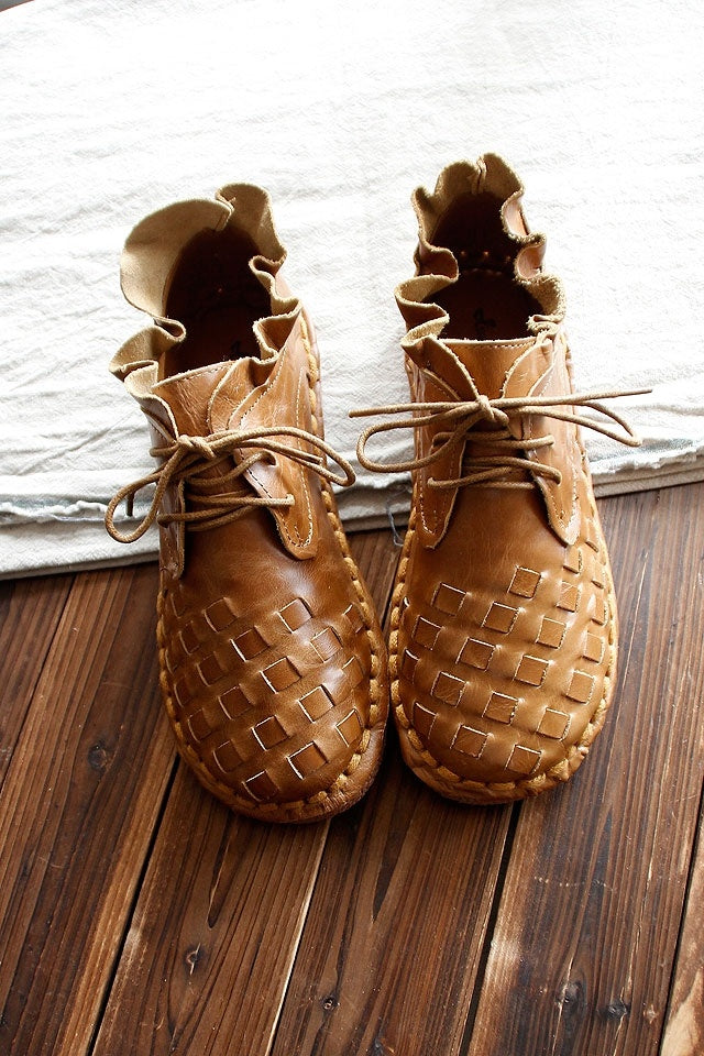 Heidi-Mode | Retro Künstlerisch Echtes Leder Damen Schuhe