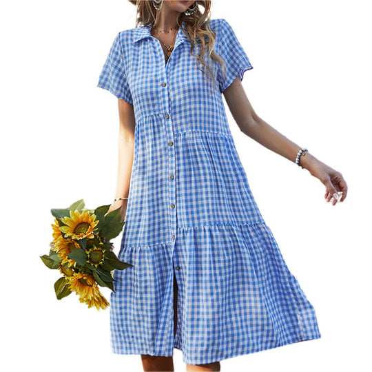 Heidi Mode | Hemdkragen kariertes Kleid