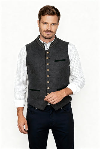 Heidi-Mode - Elegante Herren Trachtenweste Grau Traditionell