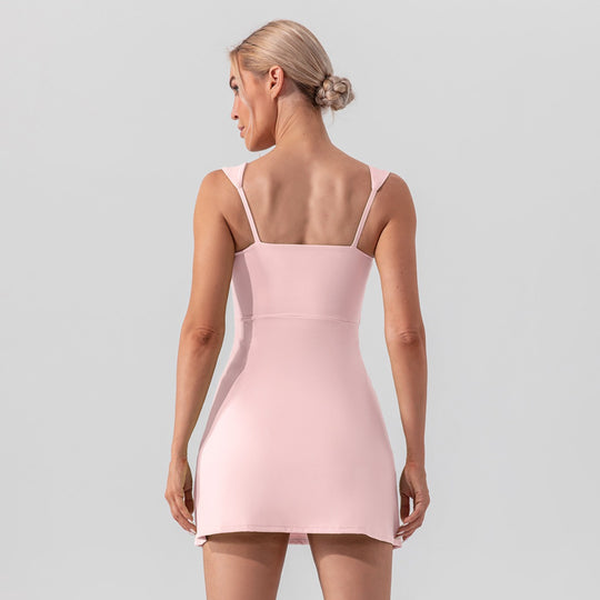 Heidi Mode | Hosenträger einfarbig Yoga Tennisrock leichtes Sportkleid