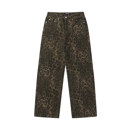 Heidi-Mode Vintage Leopardenjeans für Frauen