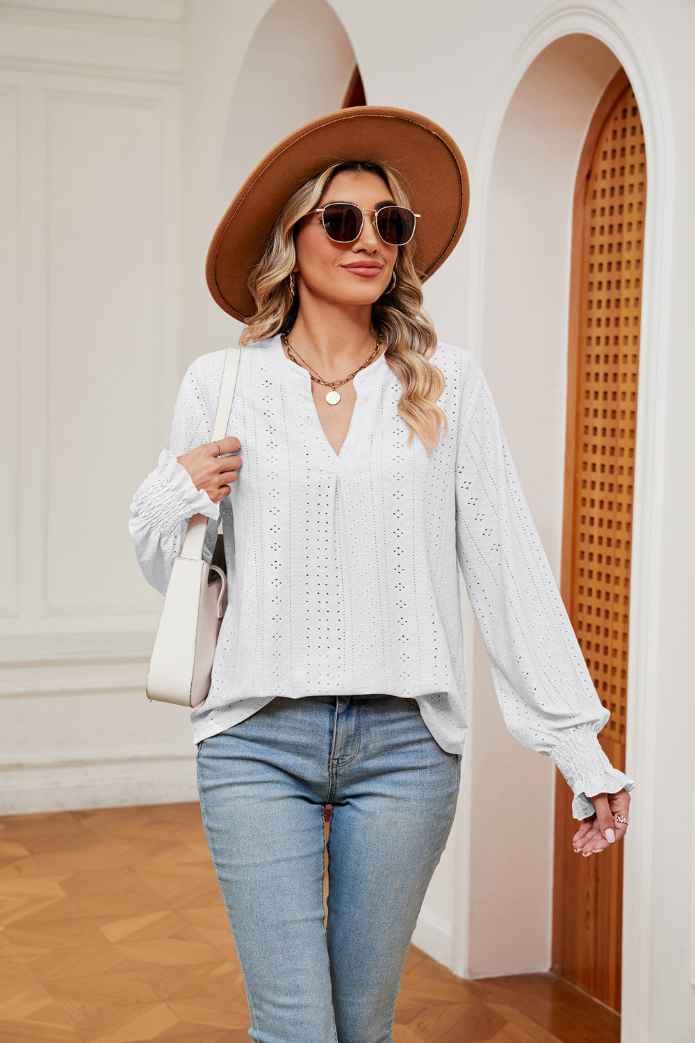 Heidi-Mode | Notchkragen Volant Ärmel Bluse