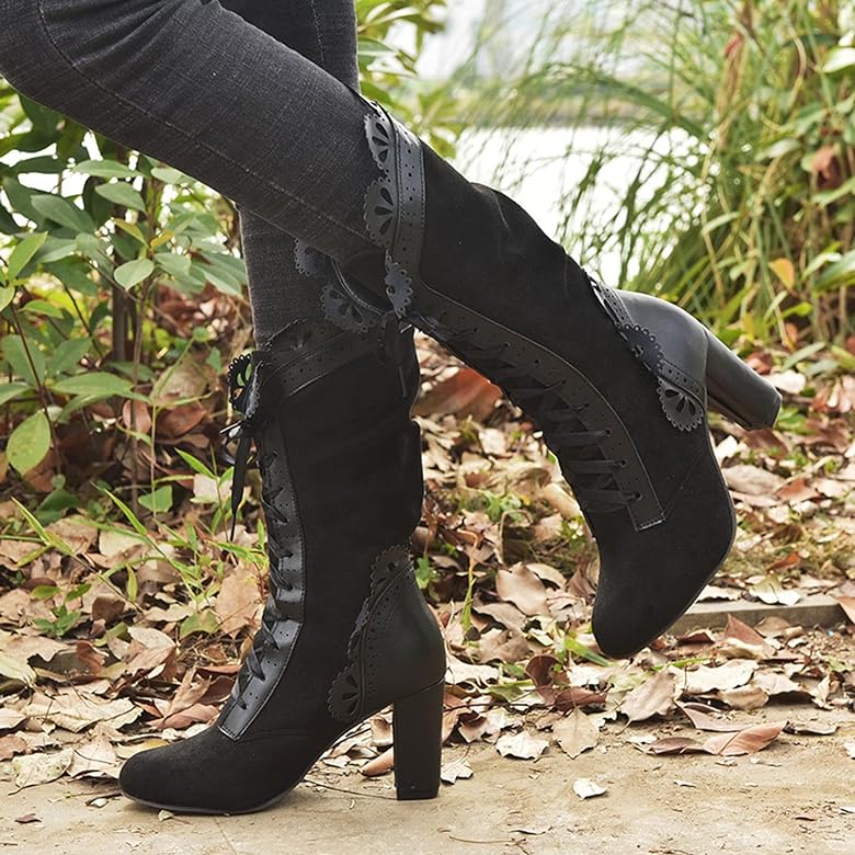 Heidi-Mode | Wildleder Cowboy Stiefeletten Mit Absatz Für Frauen