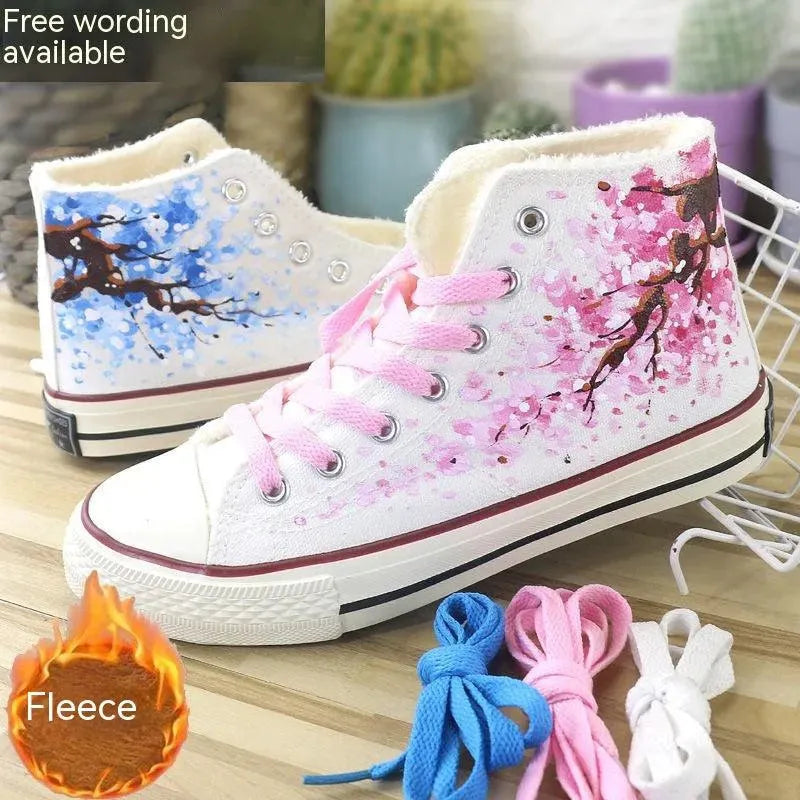 Heidi-Mode | Handgeschilderde hoge stof sneakers