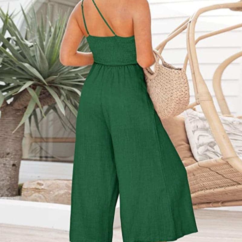 Heidi-Mode | Jumpsuit Ein-Schulter-Design Taillierte Passform Breite Beine Elegant & Komfortabel