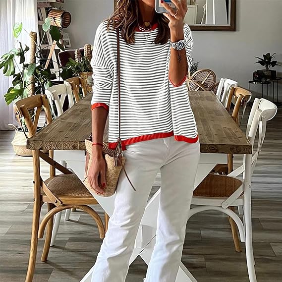 Striped Drop Shoulder Sweater