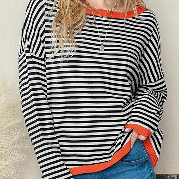 Striped Drop Shoulder Sweater