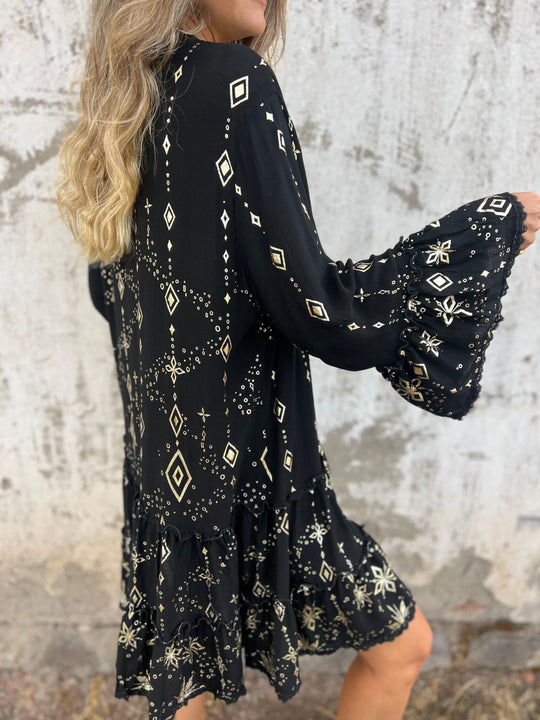 Heidi-Mode | Boho Metallic Hemdkleid