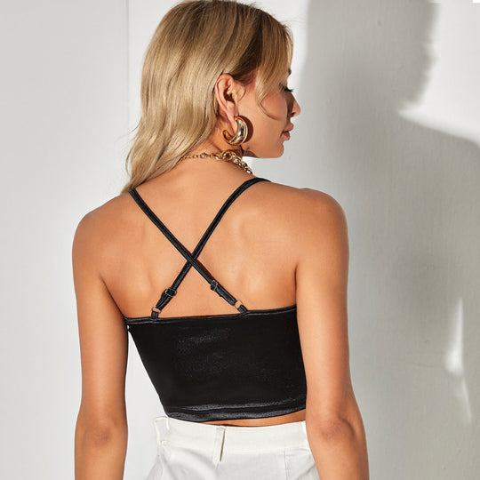 Nathalia | Tube Top V-Ausschnitt Camisole Gekürztes Crop Top