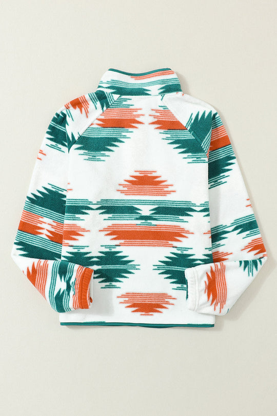 Western Aztec Fleecejacke Mit Druckknöpfen