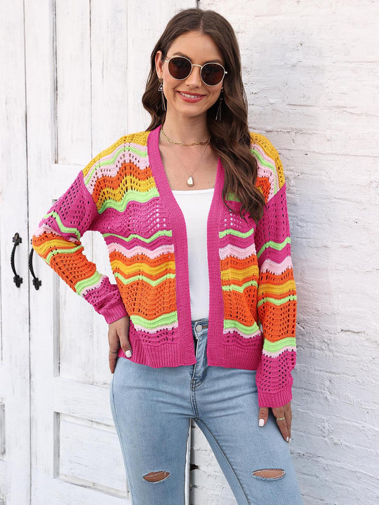 Heidi-Mode | Offene Front Durchbrochene Strickjacke