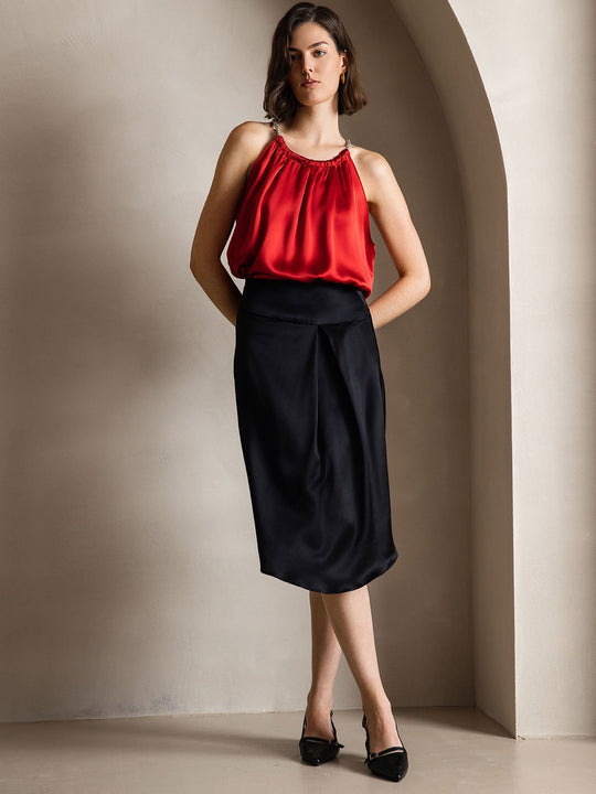 Heidi-Mode | Seiden Perlenknoten Hals Tanktop