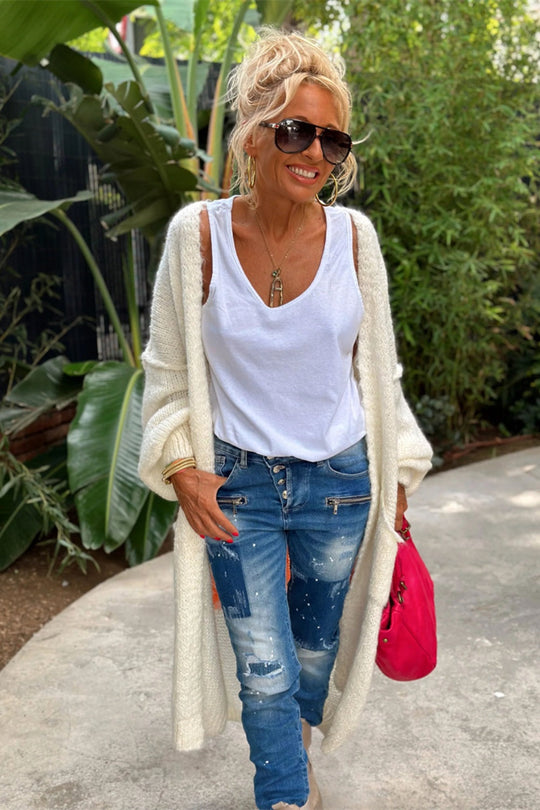 Heidi-Mode | Buchstaben Fall Schulter Lange Ärmel Cardigan