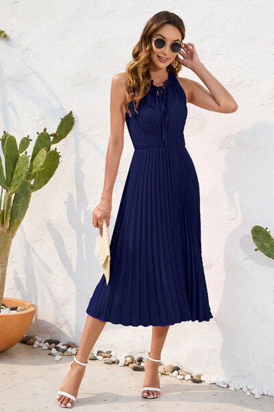 Heidi-Mode | Swiss Dot Schleifenhals Ärmelloses Kleid