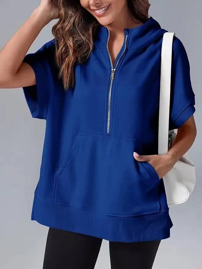 Heidi-Mode | Lässiger Kurzarm-Kapuzenpullover