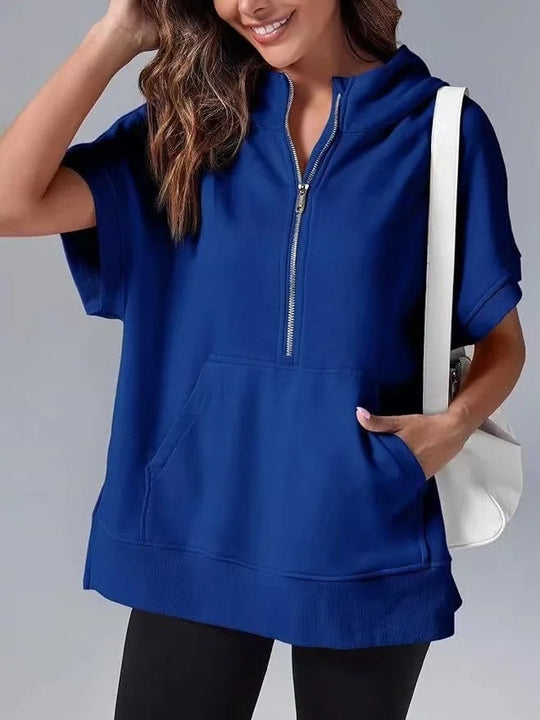 Heidi-Mode | Lässiger Kurzarm-Kapuzenpullover