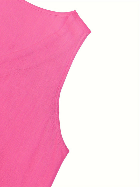 Heidi-Mode | Damen Bluse Ohne Ärmel V-Ausschnitt, Leinen-Look, Luftig und Sommerlich