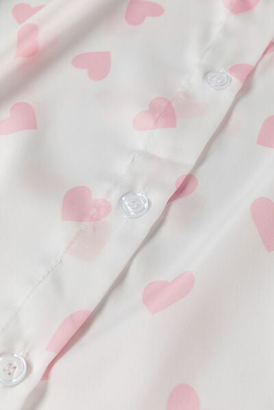 Heidi-Mode | Herzdruck Kragen Long Sleeve Shirt